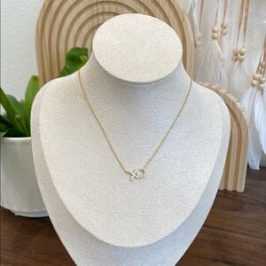 New Hespera Dainty Gold XO Necklace with White Topaz stones